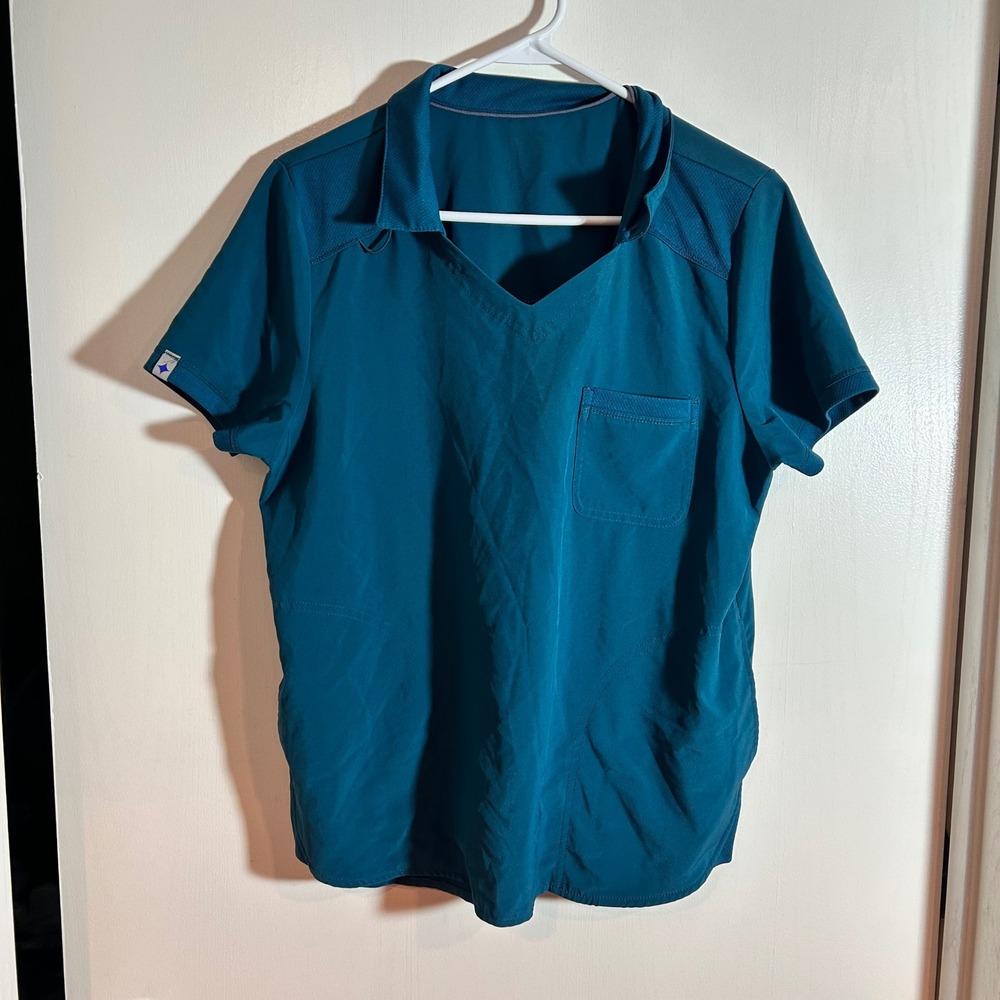 Scrubstar Womens Scrub Top Medium‎ Deep Slate V Neck Short Sleeve Pocket